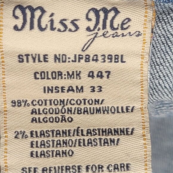 Miss Me Jean Women 28x33 Signature Boot Western Blue Denim Boho Bling Y2K - Picture 8 of 9